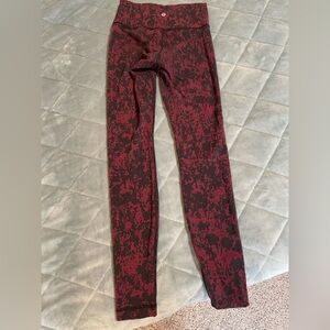 Lululemon Red and Black Patterned Leggings Wunder Under